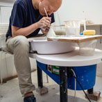Yuta Segawa working in his studio in London 2019